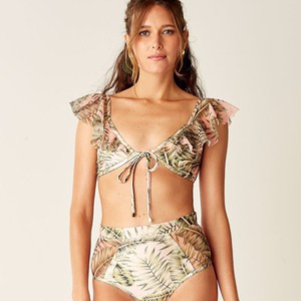 Palma Ruffle Tie Front Bikini Top